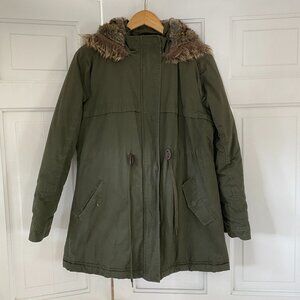 Charlotte Russe Green Parka Jacket with Faux Fur